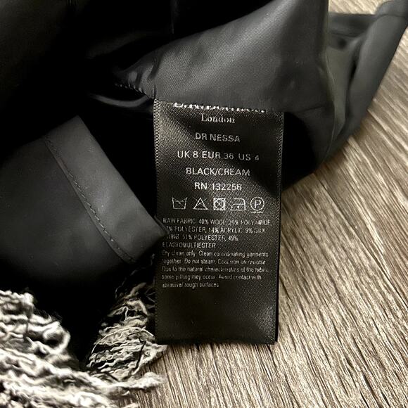 EUC L.K. Bennett London DR Nessa Black Cream Tweed Shift Dress Size 4 Wool EUC - Picture 7 of 14